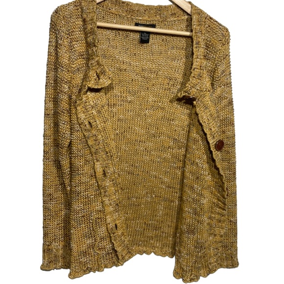 BCBGMaxAzria Knit crochet yellow button up cardigan great condition size XL - Picture 6 of 7